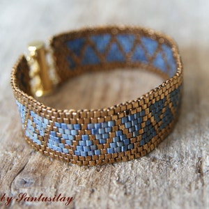 Luxury beaded Bracelet Embroidered peyotl stich golden hematit grey mat toho beads gift