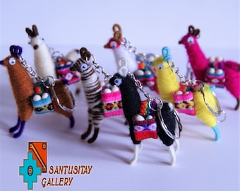 Extraordinary alpaca's key rings key chain from alpaca wool Andean accessories funny key bag decoration colourful good luck gift