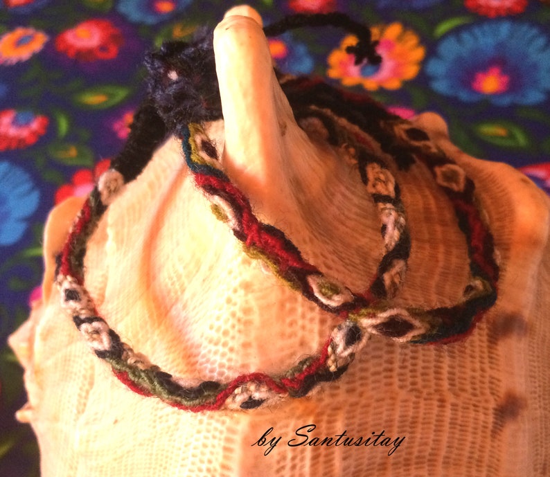 Snake Woven on the loom bracelet friendship alpaca wool hand made twist hand crafted bracelet colourful hippi boho beige blue woven