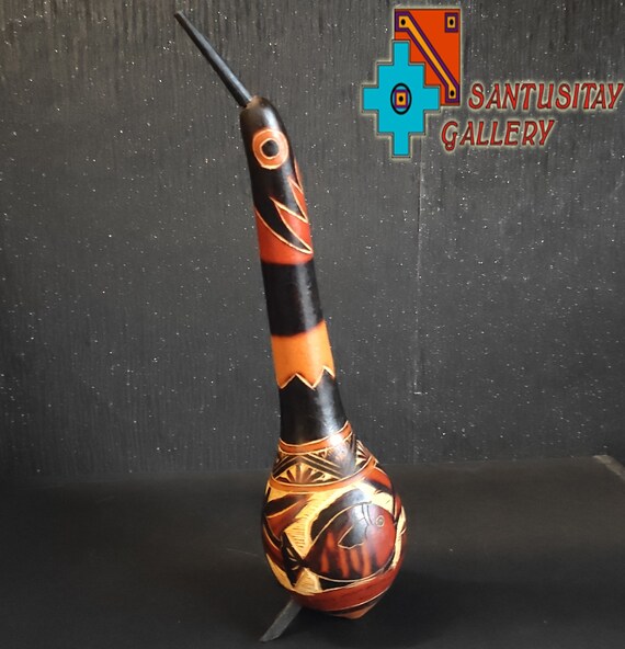 ペルー ヴィンテージ オレンジ色の鳥デザインティーポット ペルー ヴィンテージ オレンジ色の鳥デザインティーポット