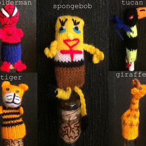 Knitted finger puppet yarn wool  kids funny toy gift children inspiration theathre