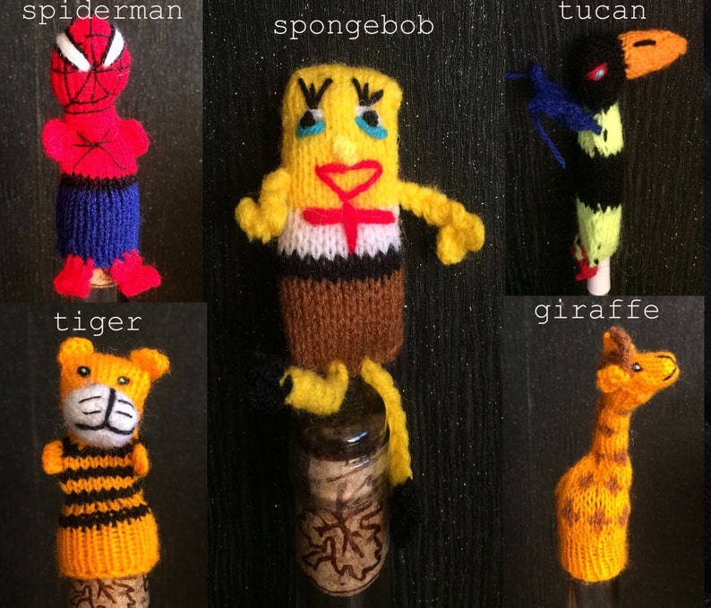 Knitted finger puppet yarn wool kids funny toy gift children inspiration theathre image 1