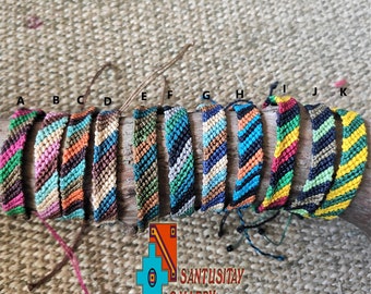Macrame bracelet  friendship cotton waxed cord twist hand bracelet stripes colourful hippi boho rasta woven mens women kids rasta brown