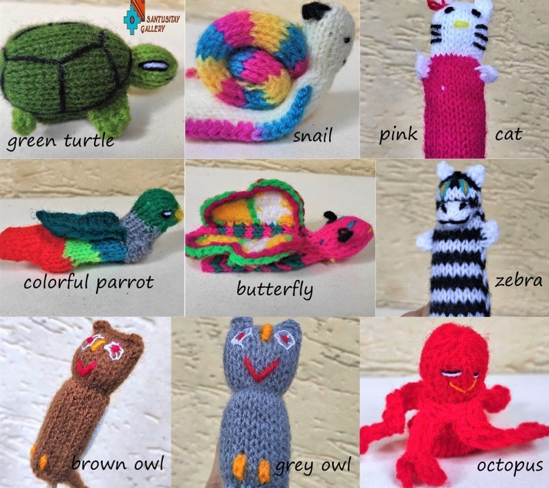 Knitted finger puppet yarn wool kids funny toy gift children inspiration theathre image 4