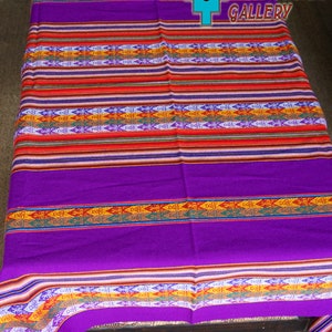 Square purple indigo blue 116x110 cm Peruvian Ethnic Tribal Table Clothes knitted woven textile traditional decoration Andean