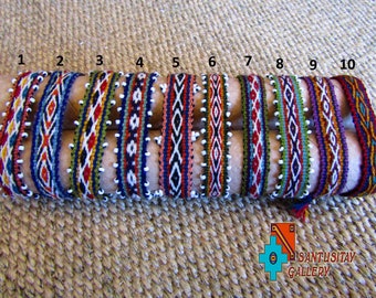 Woven on the loom bracelet friendship alpaca wool hand made twist hand crafted bracelet colourful hippi boho rasta brown beige blue woven