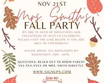 Harvest Party Flyer: Editable Fall Festival Template (Canva, Digital Download)