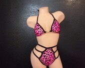 High waist panytand top , high waisted strappy 2 piece , exotic dancewear , 2 piece g string , high waist romper