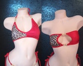 halter top and g string set , exotic dancewear , exotic dancer bikini , 2 piece bikini set keyhole top and g string