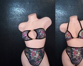 High waist panty and top , high waisted strappy g string 2 piece , exotic dancewear , 2 piece g string , high waist thong set