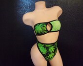 High waist panty and top , high waisted strappy thong 2 piece , exotic dancewear , 2 piece g string , high waist thong set