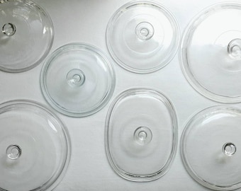 Pyrex Corning Glass Lids Round Oval Replacement Dish Covers Vintage Corningware Corelle Casserole Cookware Kitchen Dining Serving