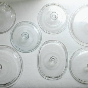 Pyrex Corning Glass Lids Round Oval Replacement Dish Covers Vintage Corningware Corelle Casserole Cookware Kitchen Dining Serving