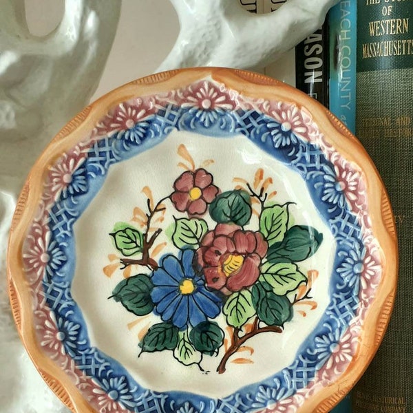 Vintage Plate, Handpainted Lustreware Dish, 40s 50s 60s Decorative Dishes, Wall Decor