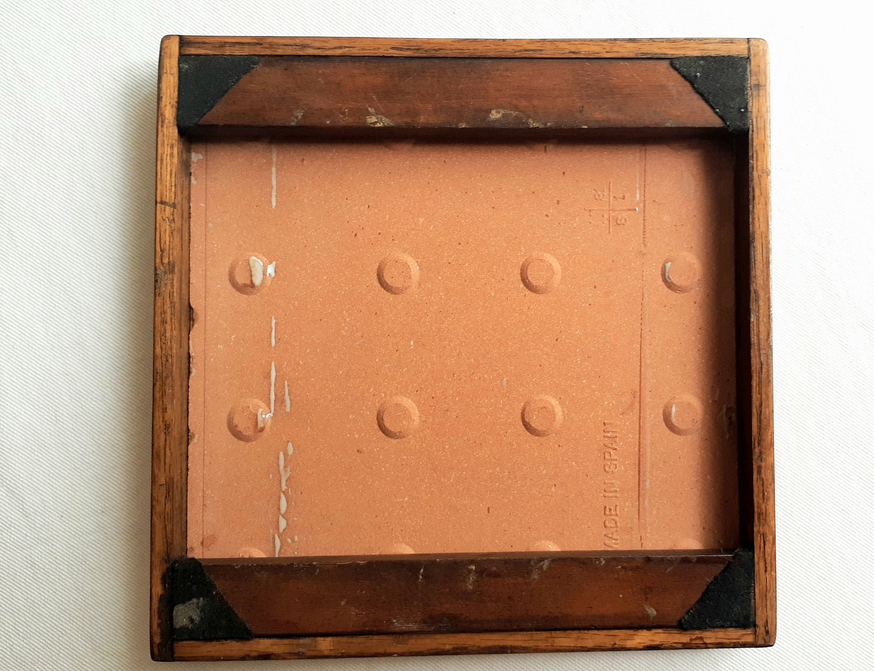 Vintage Art Tile Trivet, Ceramic & Wood Hot Plate, Spanish Pottery