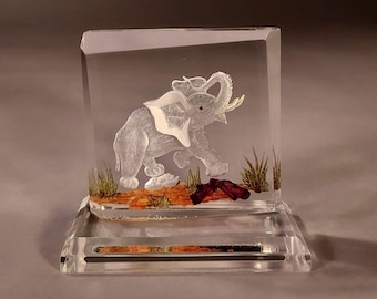 Elephant Acrylic Carving Handmade Sculpture