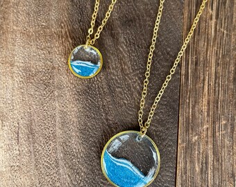 Gold Lakescape Necklace - Cerulean Summer