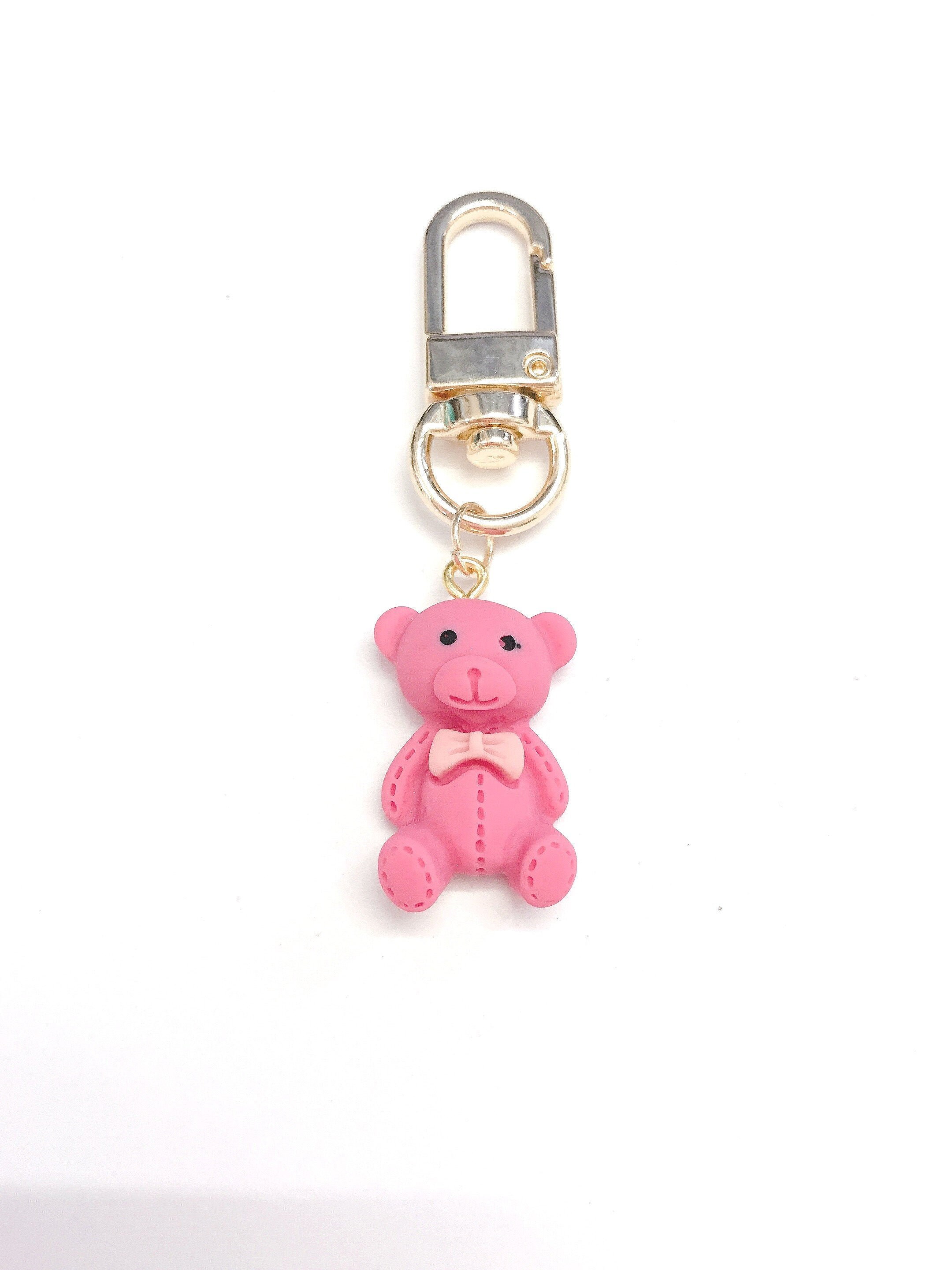 Pink bear Keychains Bear charmsBear keyringairpods case Etsy