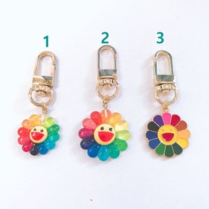 Little Luxuries Designs Takashi Murakami Style Rhinestone Flower Keychain/Bag Charm