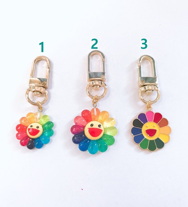 TAKASHI MURAKAMI Flower Keychain ( Gold ,Silver,Emoji A, Emoji C) Set Japan  F/S