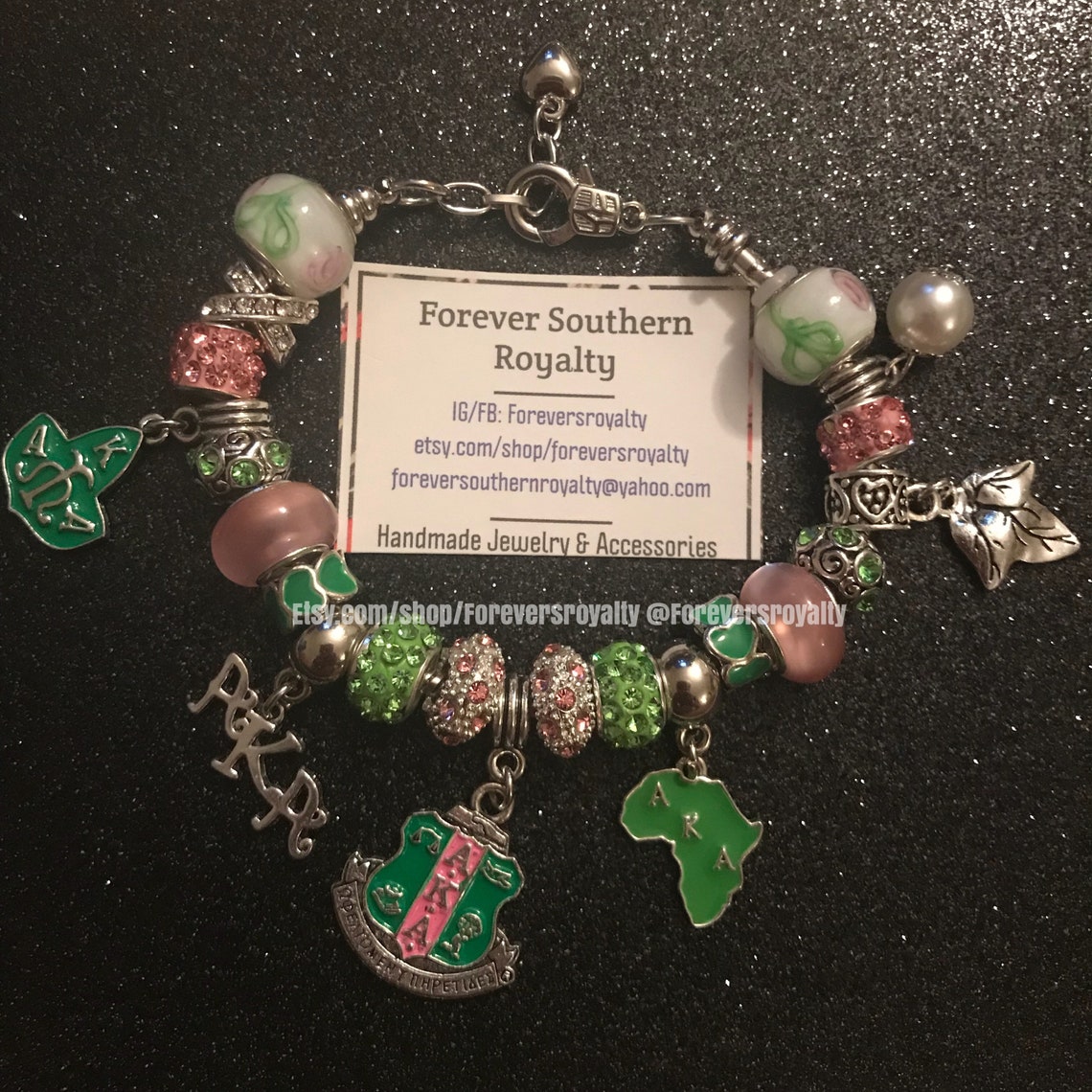 Aka sorority charm bracelet Etsy