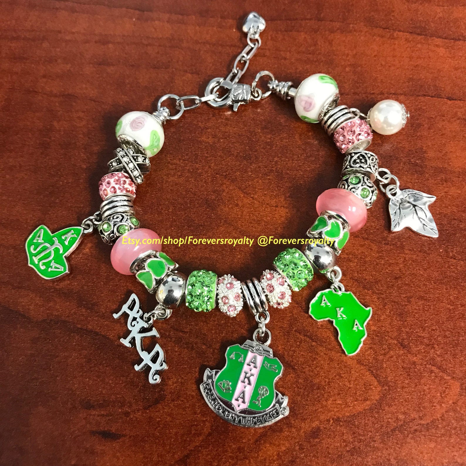 Aka sorority charm bracelet Etsy