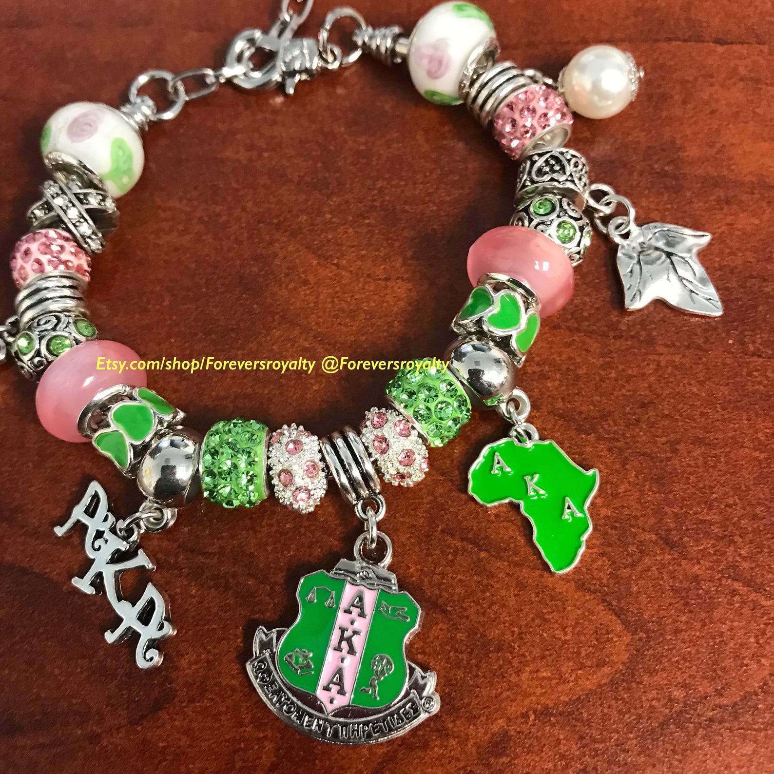 Aka sorority charm bracelet Etsy