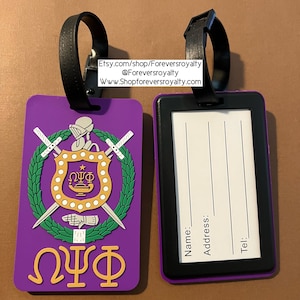 Omega Psi Phi luggage tag