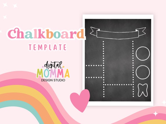Printable Blank/DIY Chalkboard Template, Birthday Announcement Poster, .JPG, Personal & Commercial Use, Instant Download!