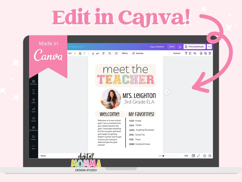 Meet the Teacher Template, Teacher Resource, Editable Meet Teacher ...