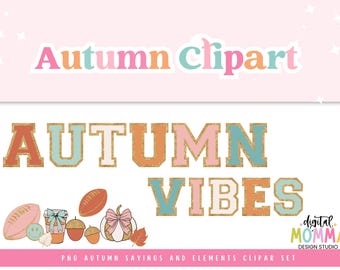 Autumn Clipart Set, Trendy Fall Graphics (PNG, Commercial Use)