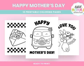 Printable Mother's Day Coloring Pages, PDF Coloring Sheets, Digital Coloring Pages, Mother's Day Activity, Resources, Groovy Mother's Day