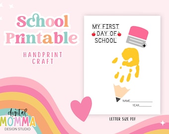 Back To School Printable, First Day of School Printable, Letter Size PDF, Handprint Craft, Classroom Resource, Printable School Craft