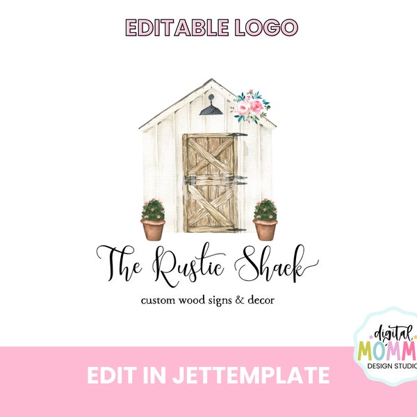 Editable She Shed, Farmhouse, Cottage Logo Design, Instant Download, You Edit!