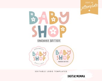 Editable Children's Logo Design, Baby Logo Template, Etsy Branding, DIY Logo, You Edit
