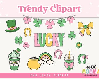 St. Patrick's Day Clipart, Lucky Clipart, Saint Patrick PNG Graphics, School Clipart, Pencil Bow, Coffee Clipart