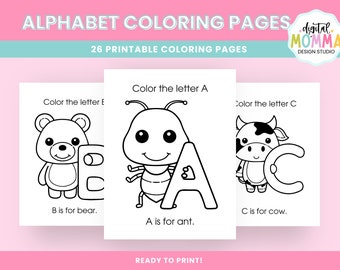 Alphabet Coloring Pages, Preschool ABC Printable (PDF File)