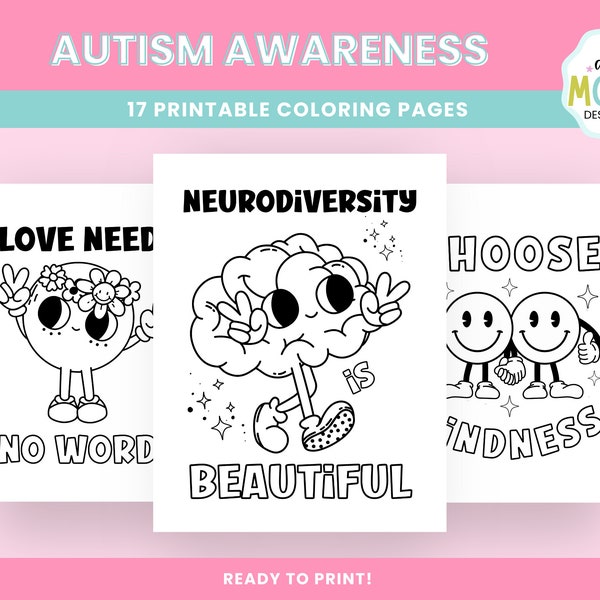 Printable Autism Awareness Coloring Pages, Neurodiversity, Autism Spectrum Color Pages, Classroom Resource, Printable PDF Files