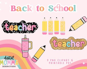 Back To School, Composition Clipart Elements, Bulletin Board Printables, Classroom Decor Printable, PNG Clipart, Pencil Clipart