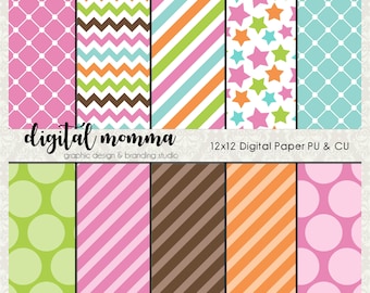 Spring Fun, Pastel Digital Paper, 12x12, .JPG, Personal & Commercial Use, Instant Download!