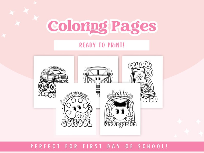 Printable Back To School Coloring Pages, First Day Of School Coloring Activities, PDF Coloring, School Days Coloring, Classroom Resource image 4