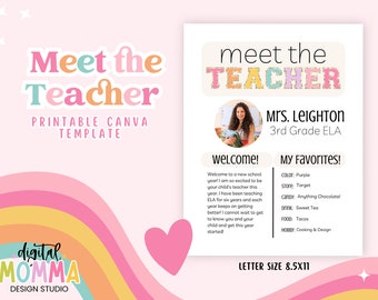 Editable Meet the Teacher Template, Back To School Printable (Canva)