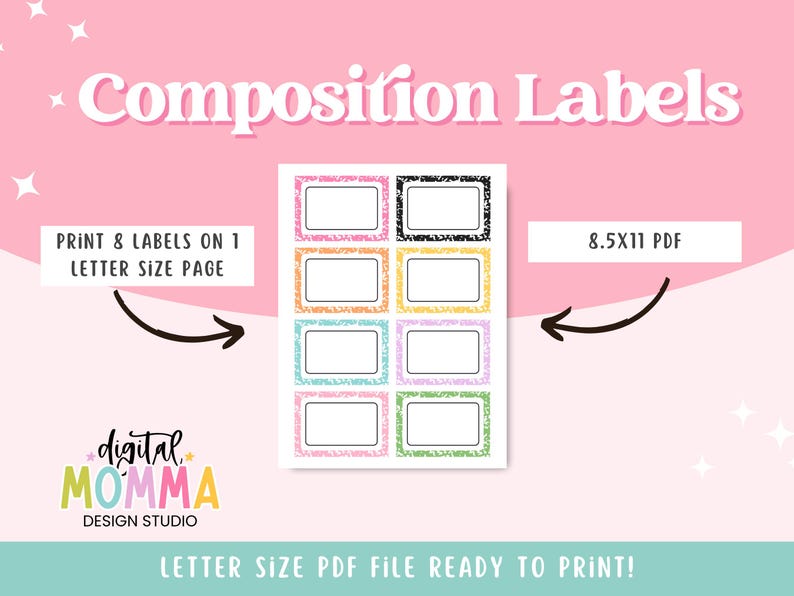 Printable Composition School Labels, Cubby Labels, Back to School ...