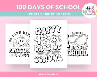 100 Days Of School Coloring Pages, Printable Coloring Pages, 100 Days Smarter Classroom Activity, Teacher Color Page, PDF Digital Files