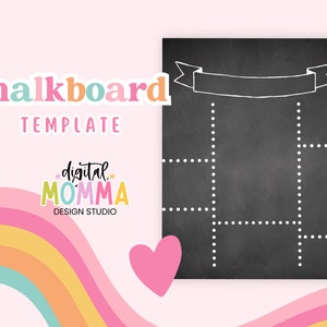 Printable Blank. DIY Ribbon Chalkboard Template, Announcement Poster, .JPG, Instant Download!