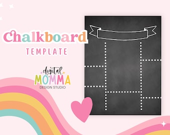 Printable Blank. DIY Ribbon Chalkboard Template, Announcement Poster, .JPG, Instant Download!