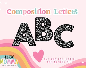 Composition Alphabet Letters, Numbers Set (PNG & PDF)