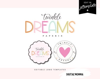 Groovy, Retro Party Logo Design, Editable Groovy Logo, Trendy Logo, Craft Logo, Colorful Logo Template, You Edit!
