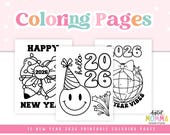 New Year 2026 Coloring Pages, Happy New Year Printable, Classroom Resource, PDF Coloring Pages, 2026