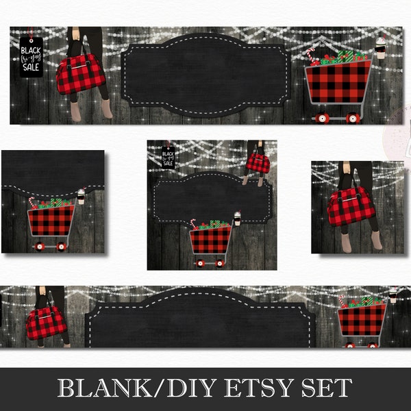 Blank/DIY Holiday, Black Friday Shop Graphics, Blank Facebook, Etsy Set, Etsy Cover, Black Fri-Yay Branding, Instant Download!